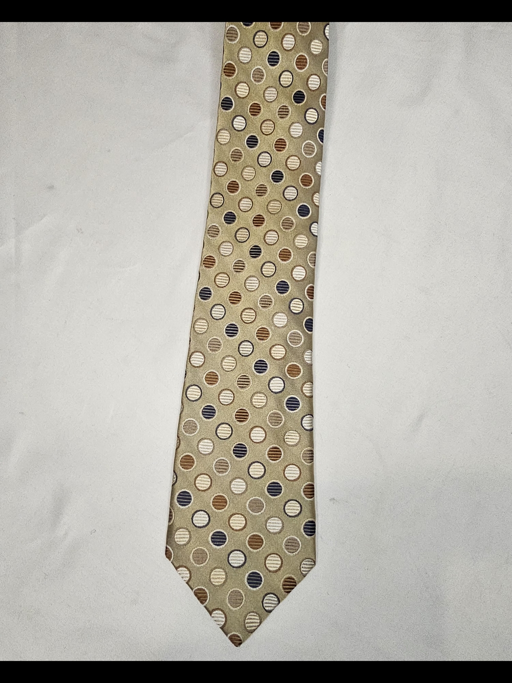 Pierre Balmain Beige Polka Dot Men's Tie - Vintage 90's Pattern.  100% Silk